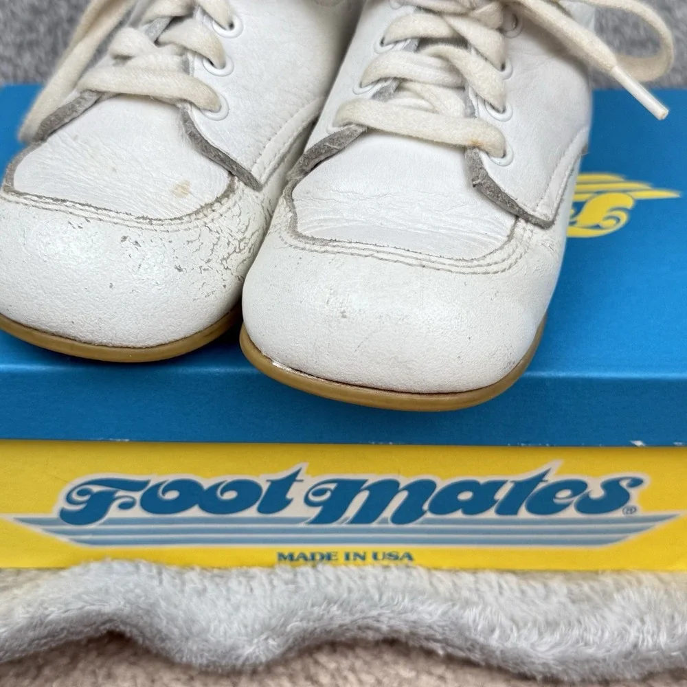 Foot Mates Vintage Baby Boot‎ Shoes Size 5E Leather White 1980s Retro